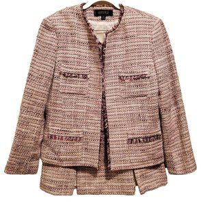 Kasper Pink, Lilac, Off White Tweed Skirt Set Size 12p